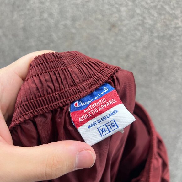 Vintage Champion Sweatpants Mens XL Burgundy Athletic Track Windbreaker Y2K - Picture 3 of 12